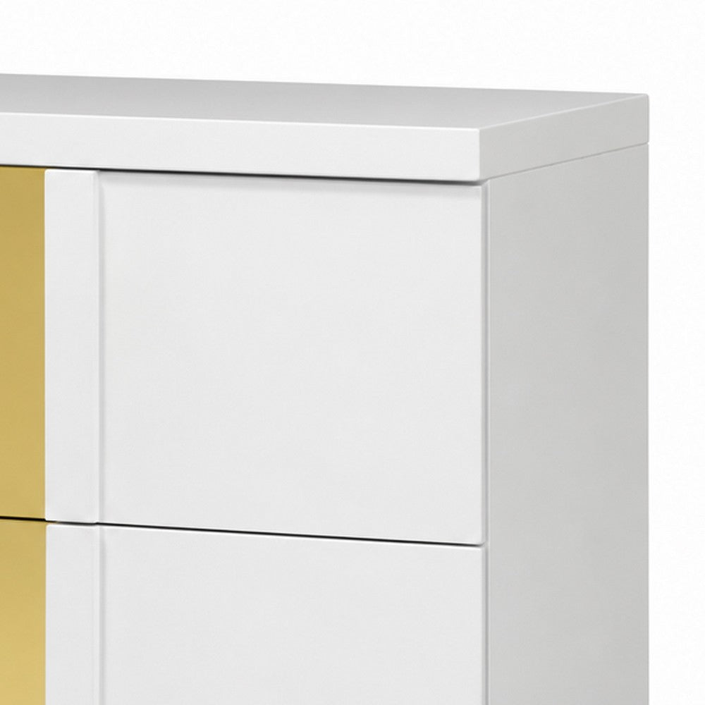 3pc King Bedroom Set, White, Gold Wood, 2 Nightstands