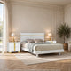 3pc King Bedroom Set, White, Gold Wood, 2 Nightstands