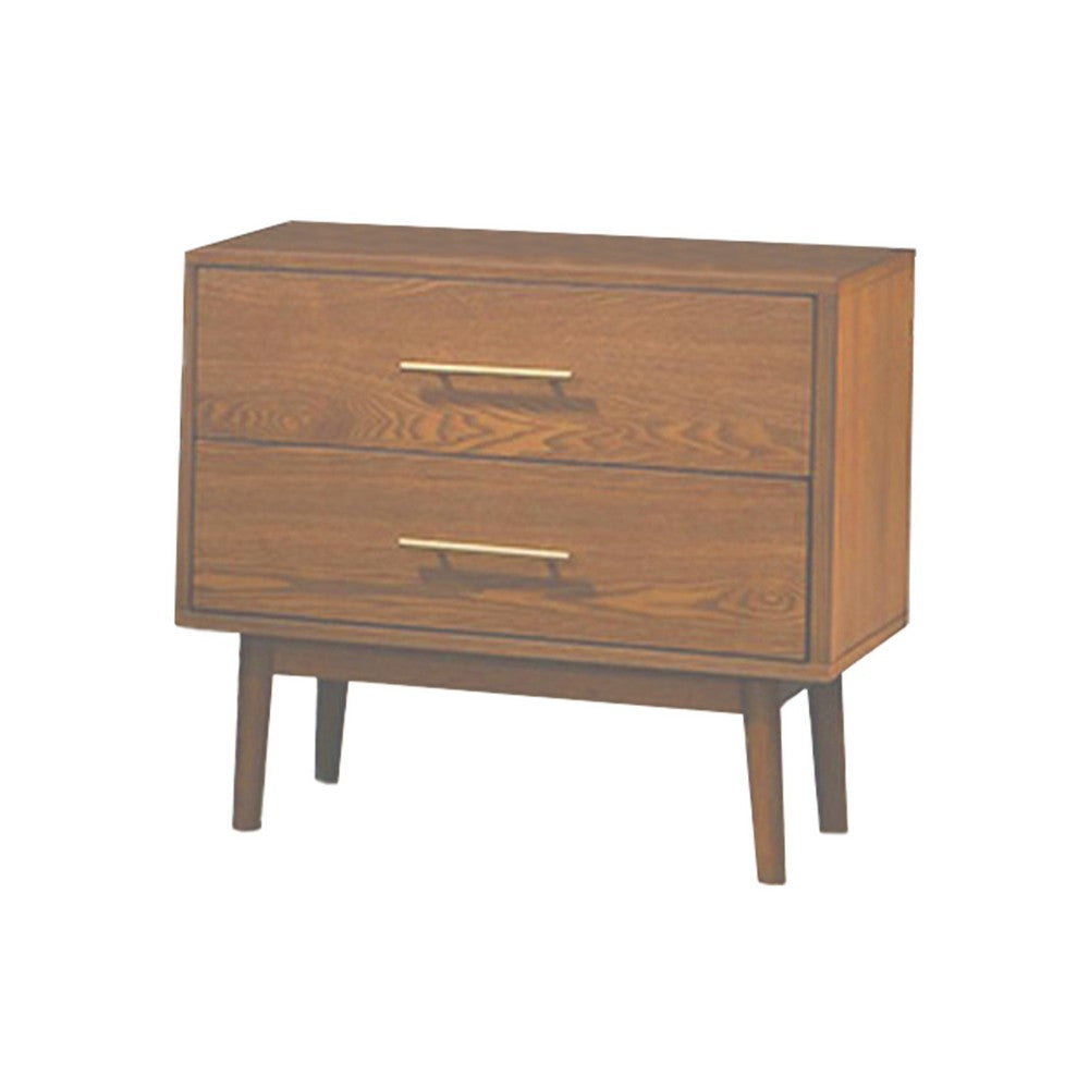 2pc King Bedroom Set, Walnut Brown, Nickel Wood, Nightstand