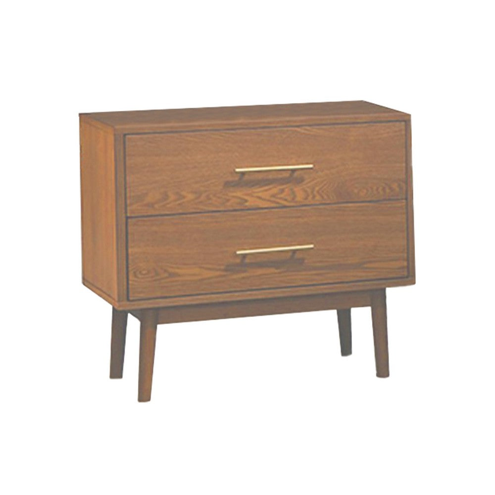 2pc King Bedroom Set, Walnut Brown, Nickel Wood, Nightstand