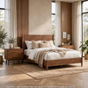 3pc King Bedroom Set, Walnut Brown, Nickel Wood, 2 Nightstands