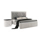 2pc King Bedroom Set, Light Gray, Silver, Black, Chrome Wood, Nightstand