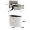 2pc King Bedroom Set, Light Gray, Silver, Black, Chrome Wood, Nightstand