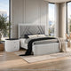 2pc King Bedroom Set, Light Gray, Silver, Black, Chrome Wood, Nightstand