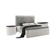 3pc King Bedroom Set, Light Gray, Silver, Black, Chrome Wood, 2 Nightstands