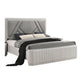 3pc King Bedroom Set, Light Gray, Silver, Black, Chrome Wood, 2 Nightstands