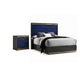 2pc King Bedroom Set, Ash Gray, Indigo Blue, Chrome Wood, Nightstand