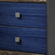 2pc King Bedroom Set, Ash Gray, Indigo Blue, Chrome Wood, Nightstand
