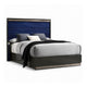 3pc King Bedroom Set, Ash Gray, Indigo Blue, Chrome Wood, 2 Nightstands