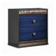 3pc King Bedroom Set, Ash Gray, Indigo Blue, Chrome Wood, 2 Nightstands