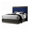 3pc King Bedroom Set, Ash Gray, Indigo Blue, Chrome Wood, 2 Nightstands