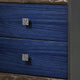 3pc King Bedroom Set, Ash Gray, Indigo Blue, Chrome Wood, 2 Nightstands