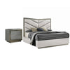 2pc King Bedroom Set, Gray, Silver Wood, Nightstand