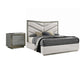 2pc King Bedroom Set, Gray, Silver Wood, Nightstand