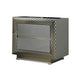 2pc King Bedroom Set, Gray, Silver Wood, Nightstand