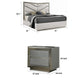 2pc King Bedroom Set, Gray, Silver Wood, Nightstand