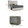 3pc King Bedroom Set, Gray, Silver Wood, 2 Nightstands