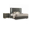 2pc King Bedroom Set, Gray, Dark Gray, Taupe Gray, White Wood, Nightstand