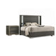 2pc King Bedroom Set, Gray, Dark Gray, Taupe Gray, White Wood, Nightstand