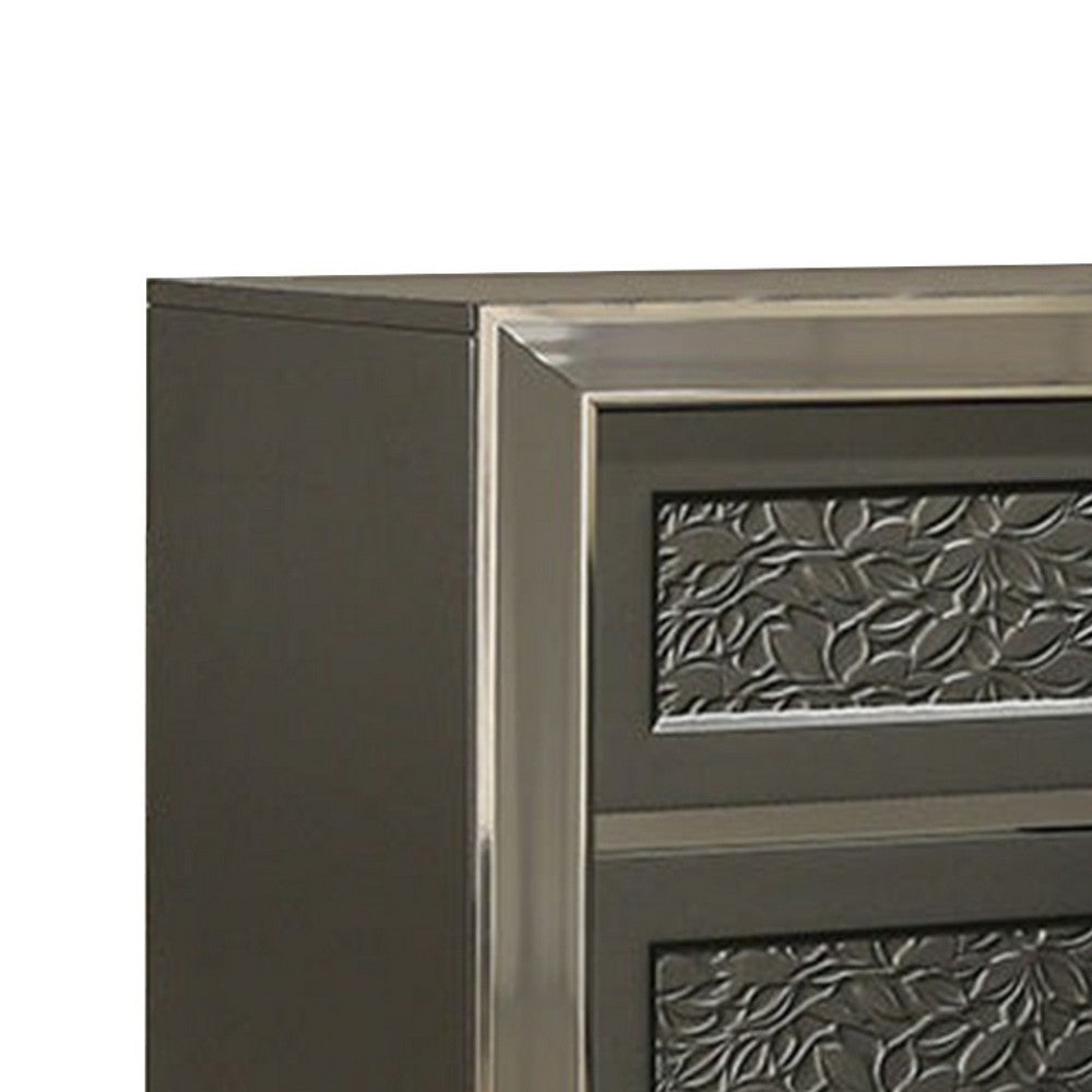 2pc King Bedroom Set, Gray, Dark Gray, Taupe Gray, White Wood, Nightstand