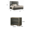 2pc King Bedroom Set, Gray, Dark Gray, Taupe Gray, White Wood, Nightstand