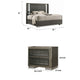 2pc King Bedroom Set, Gray, Dark Gray, Taupe Gray, White Wood, Nightstand