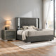 2pc King Bedroom Set, Gray, Dark Gray, Taupe Gray, White Wood, Nightstand
