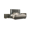 3pc King Bedroom Set, Dark Gray, Taupe Gray, White Wood, 2 Nightstands