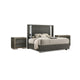 3pc King Bedroom Set, Dark Gray, Taupe Gray, White Wood, 2 Nightstands