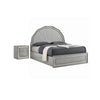 2pc King Bedroom Set, Metallic Gray, Silver Wood, Nightstand