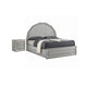 2pc King Bedroom Set, Metallic Gray, Silver Wood, Nightstand