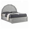 2pc King Bedroom Set, Metallic Gray, Silver Wood, Nightstand