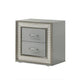 2pc King Bedroom Set, Metallic Gray, Silver Wood, Nightstand