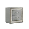 2pc King Bedroom Set, Metallic Gray, Silver Wood, Nightstand