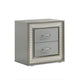 2pc King Bedroom Set, Metallic Gray, Silver Wood, Nightstand