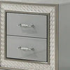 2pc King Bedroom Set, Metallic Gray, Silver Wood, Nightstand