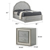 2pc King Bedroom Set, Metallic Gray, Silver Wood, Nightstand