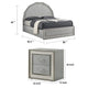 2pc King Bedroom Set, Metallic Gray, Silver Wood, Nightstand