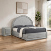 2pc King Bedroom Set, Metallic Gray, Silver Wood, Nightstand