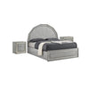3pc King Bedroom Set, Metallic Gray, Silver Wood, 2 Nightstands