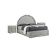 3pc King Bedroom Set, Metallic Gray, Silver Wood, 2 Nightstands