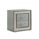 3pc King Bedroom Set, Metallic Gray, Silver Wood, 2 Nightstands