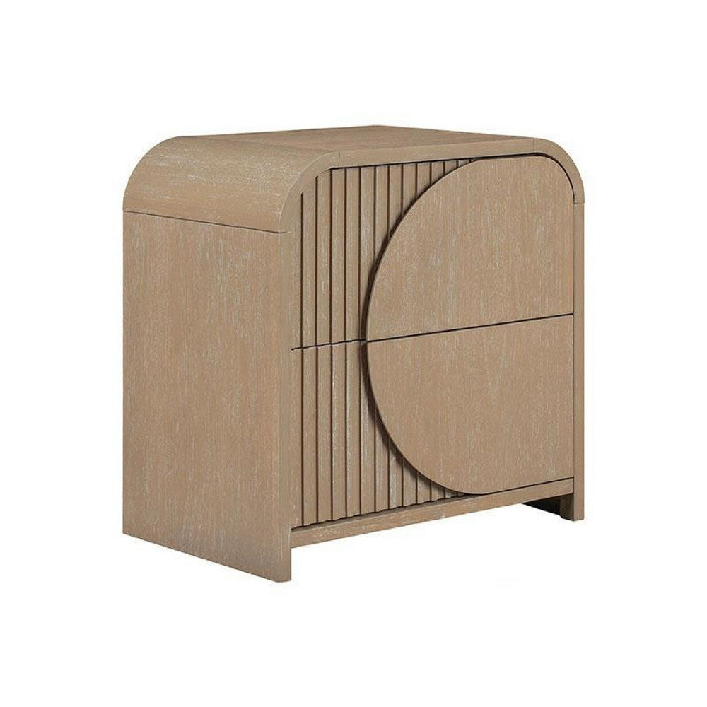 2pc King Bedroom Set, Natural Brown Wood, Nightstand