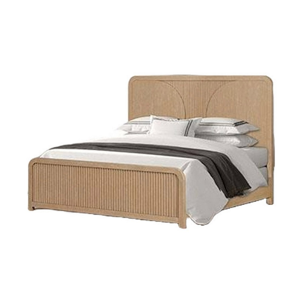 2pc King Bedroom Set, Natural Brown Wood, Nightstand