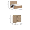 2pc King Bedroom Set, Natural Brown Wood, Nightstand