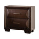 2pc King Bedroom Set, Espresso Brown, Gold Wood, Nightstand
