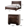 2pc King Bedroom Set, Espresso Brown, Gold Wood, Nightstand