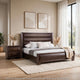 2pc King Bedroom Set, Espresso Brown, Gold Wood, Nightstand