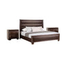 3pc King Bedroom Set, Espresso Brown, Gold Wood, 2 Nightstands