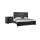 2pc King Bedroom Set, Black, Chrome, Nickel Wood, Nightstand